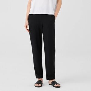 Eileen Fisher Black Twill Tencel Ankle Length Pull On Pants